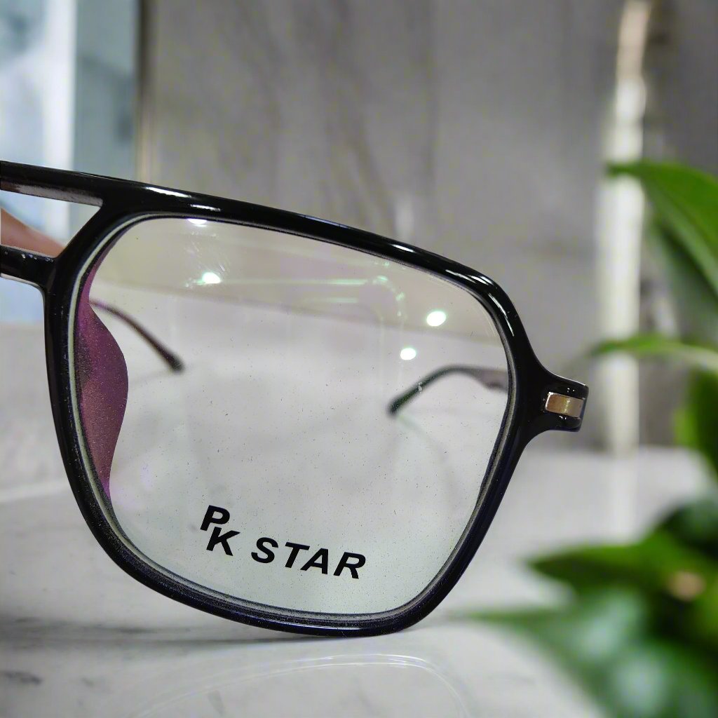 PK Star Rectangular Black Eyeglasses Frame- front view