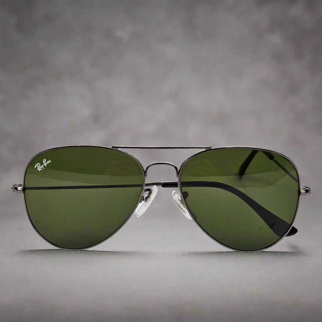 Ray-Ban-Rimmed-Classic-Aviators-GunMetal-Frame-With-Green-Lens_4