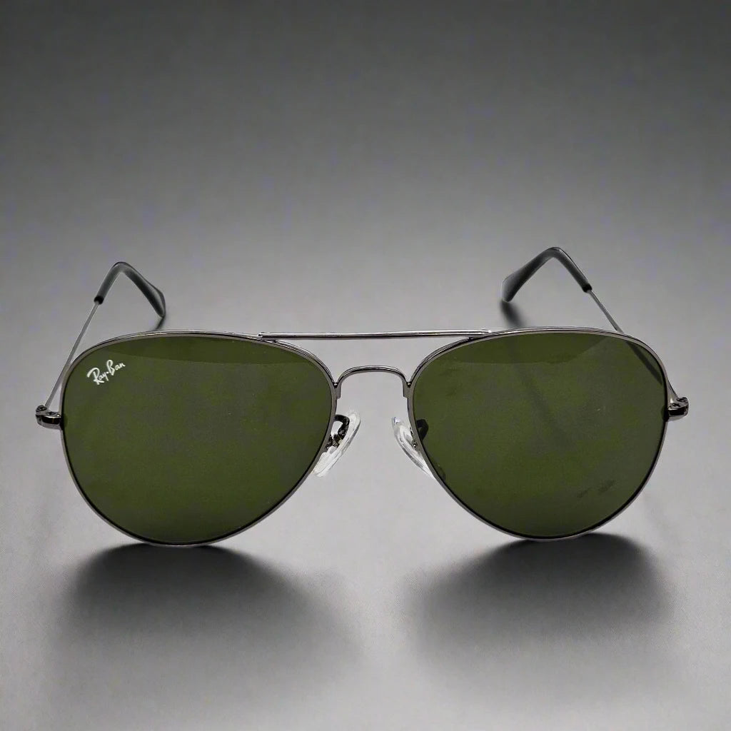 Ray-Ban-Rimmed-Classic-Aviators-GunMetal-Frame-With-Green-Lens_5