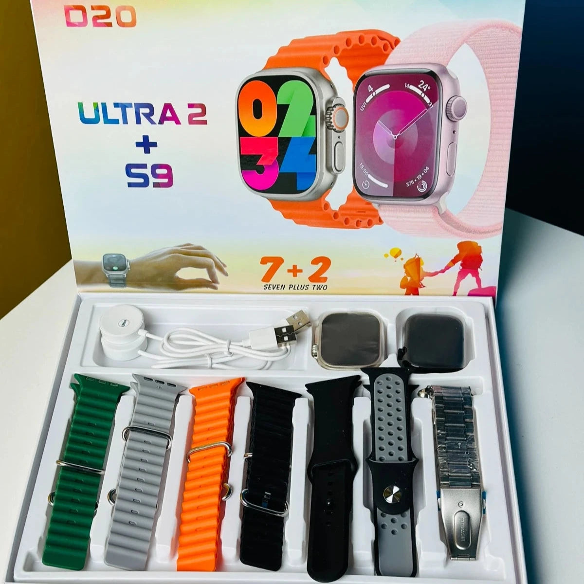 D20 Ultra 2 + S9 Smartwatch with 7 Straps – Buy Online in Pakistan CM