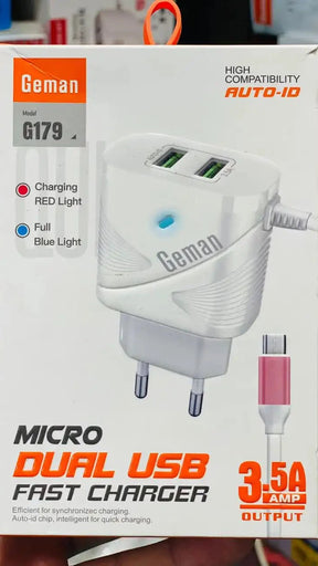 Geman G179 3.5A Micro Dual USB Fast Charger with Charging Light