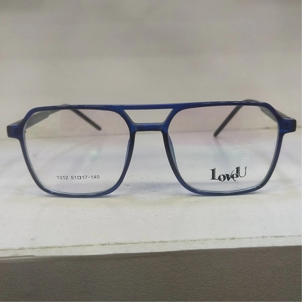 Glossy Blue LoveU Label Rectangular shape with a slight aviator-inspired design Frame