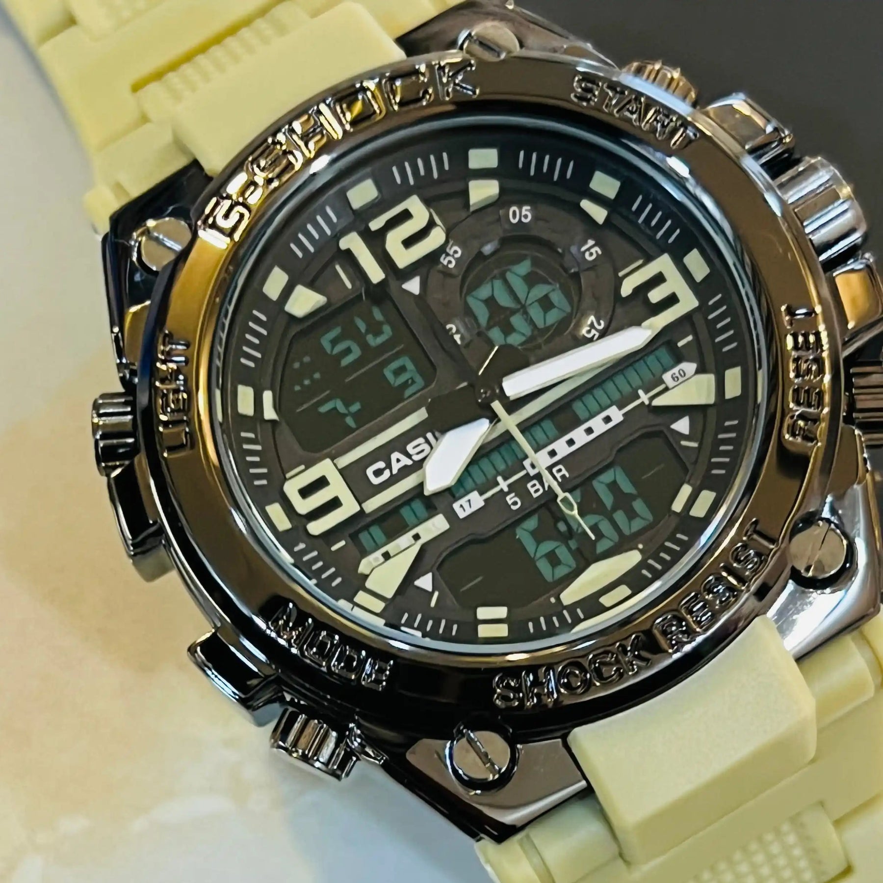 GSTW-300 G-Shock Ana-Digi Metal Dial Sports Watch Beige Color