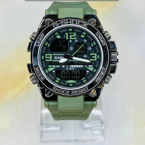 GSTW-300 G-Shock Ana-Digi Metal Dial Sports Watch Army Green Color