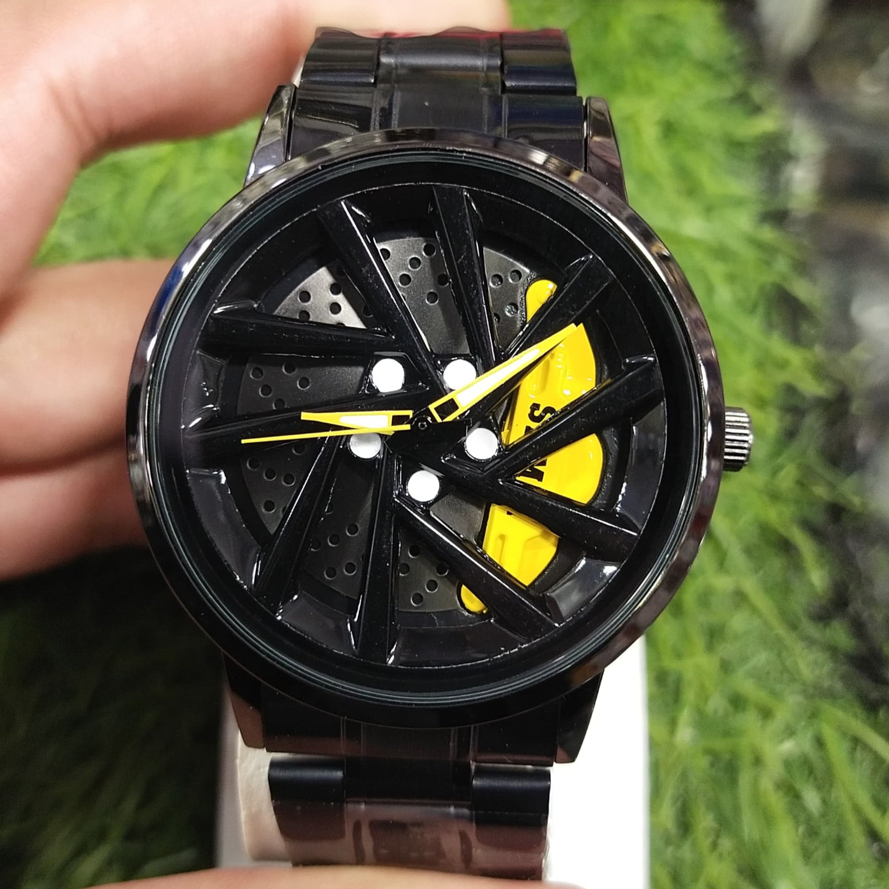 men's rotating dial watch yellow