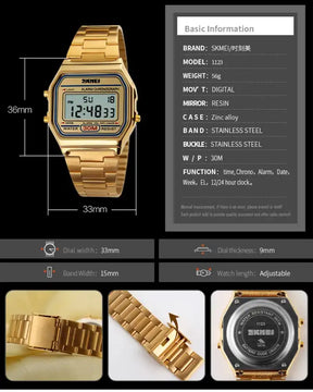 Skmei 1123 Unisex Digital Golden Watch