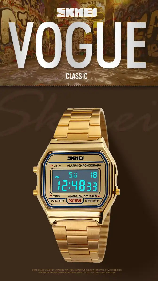 Skmei 1123 Unisex Digital Golden Watch