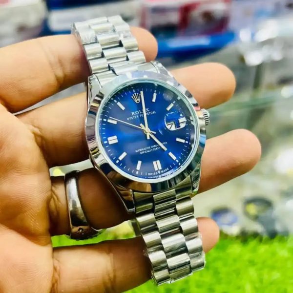 Premium RLX Luxury Silver Chain Date Watch AAA Copy