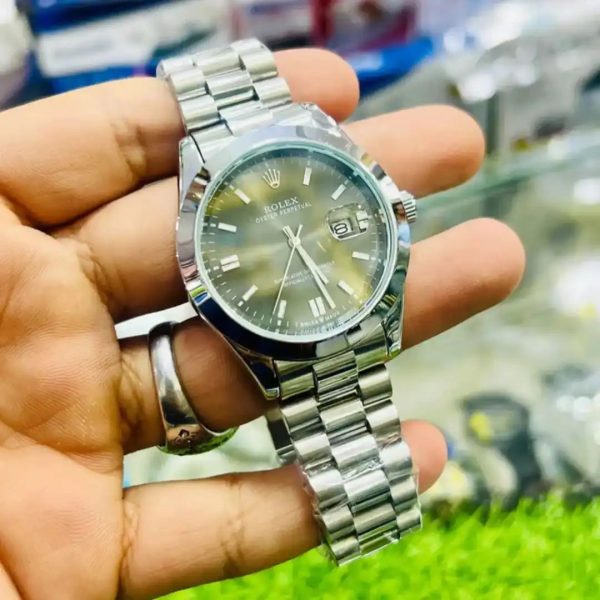 Premium RLX Luxury Silver Chain Date Watch AAA Copy