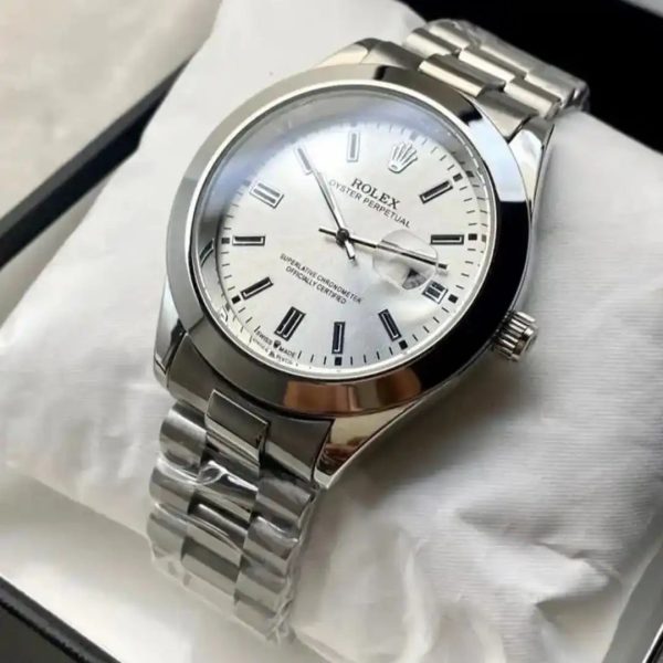 Premium RLX Luxury Silver Chain Date Watch AAA Copy