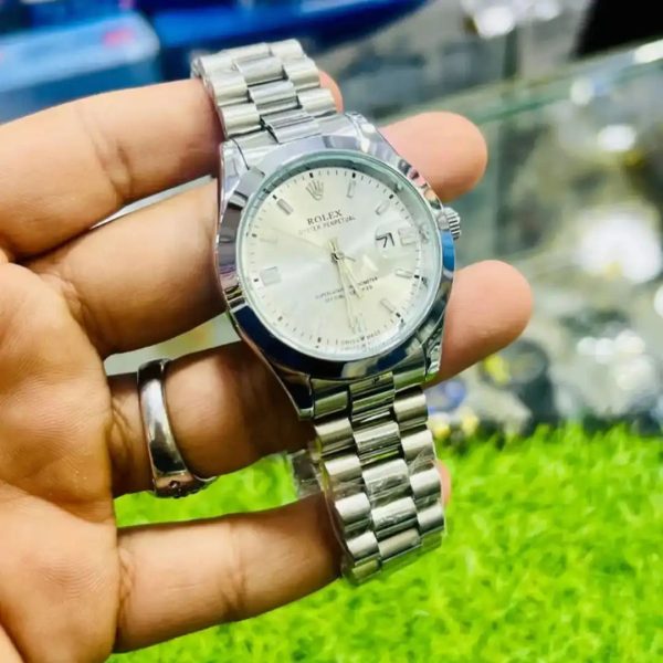 Premium RLX Luxury Silver Chain Date Watch AAA Copy